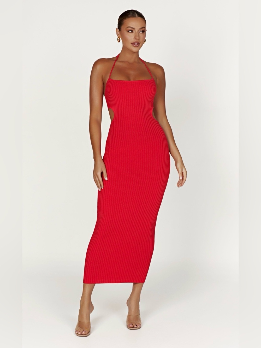 Meshki Morgan Halter Knit Midi Dress - Small